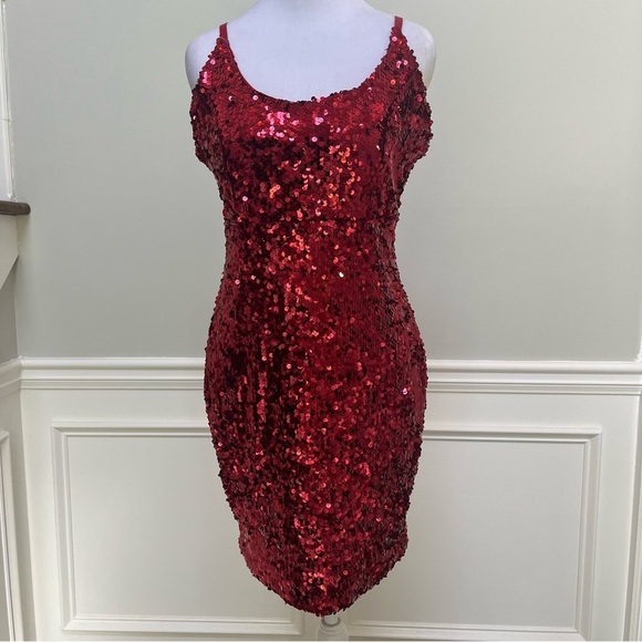 Mind Code Dresses & Skirts - Mind Code Sequin Red Mini Dress M